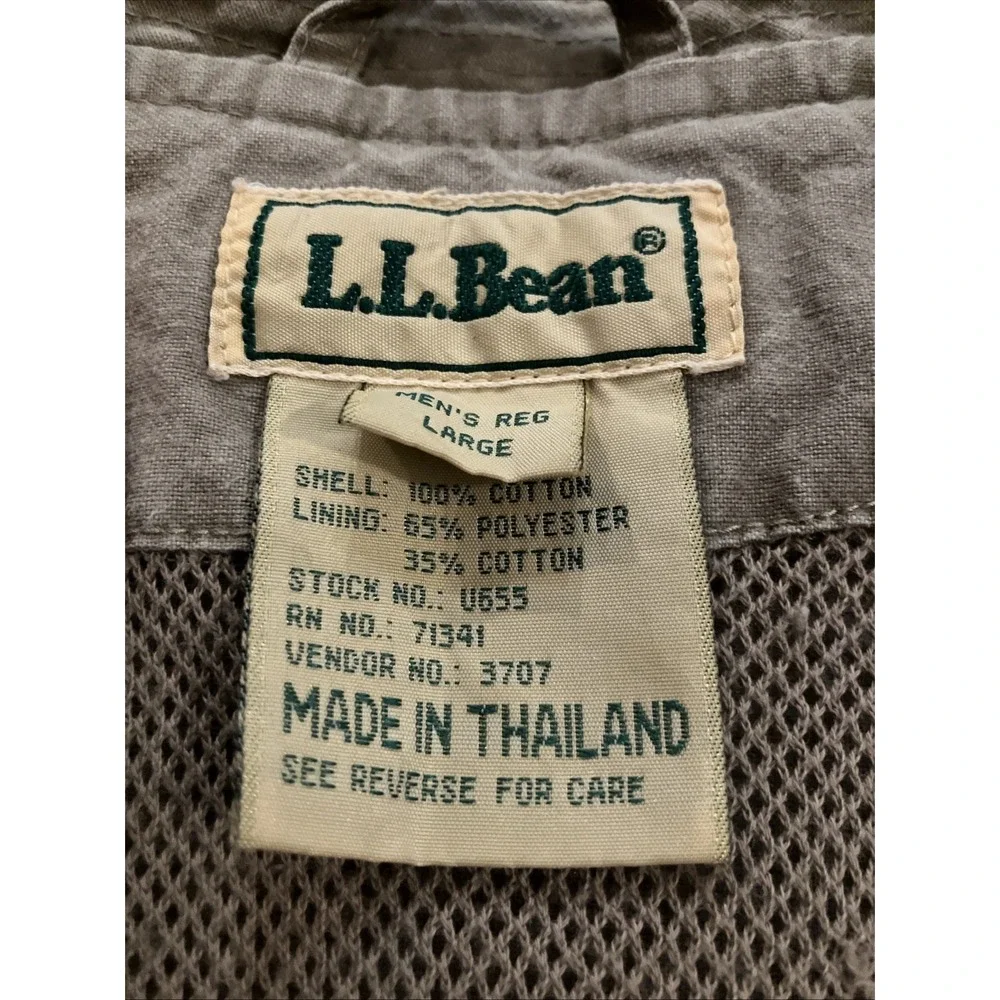 LL Bean Vintage Vest Mens Large Cotton Hiking Fishing Utility Pockets